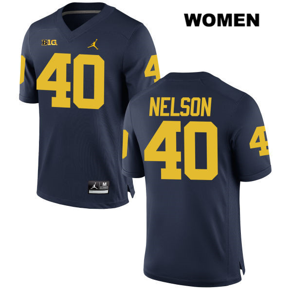 Women's NCAA Michigan Wolverines Ryan Nelson #40 Navy Jordan Brand Authentic Stitched Football College Jersey BB25M71AF